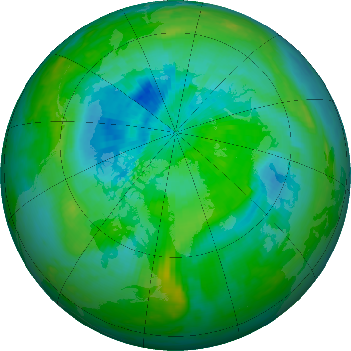 Arctic ozone map for 03 September 1991